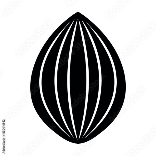 Almond Silhouette Icon Detailed Line Art Nut Shell Design