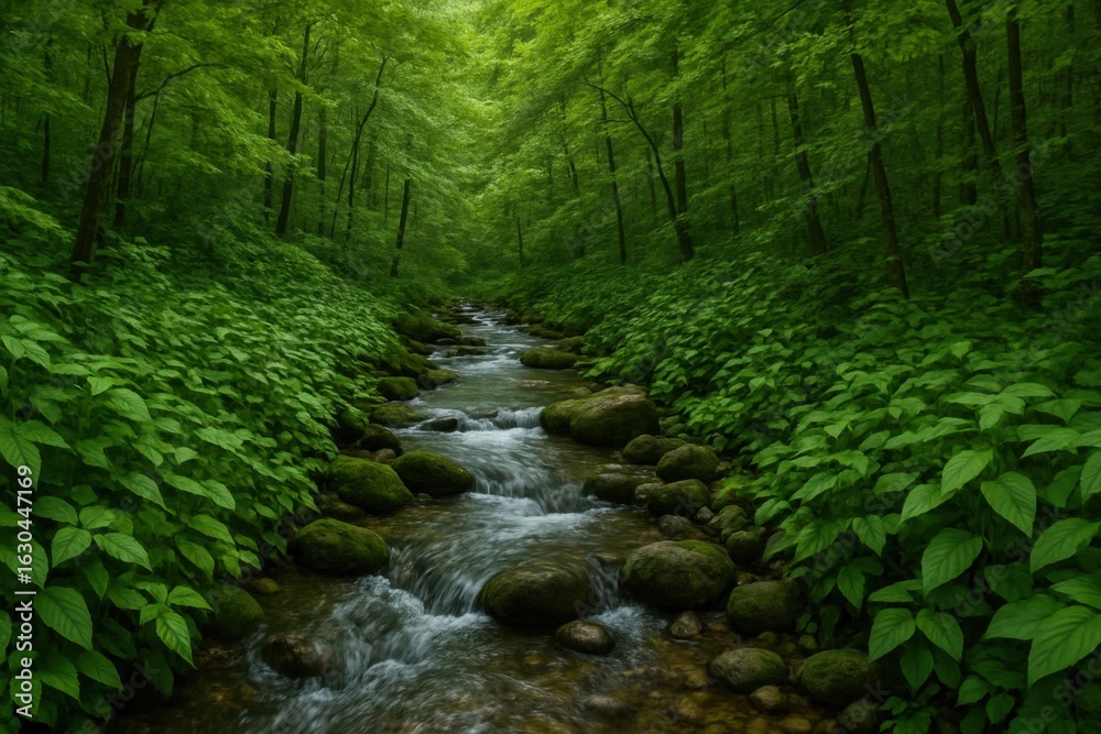 Fototapeta premium A River's Journey Through a Lush Forest