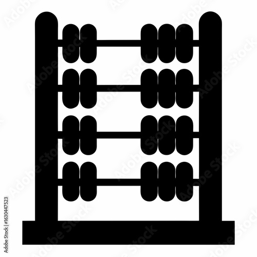 Simple Wooden Abacus – Clean Black Line Art Vector