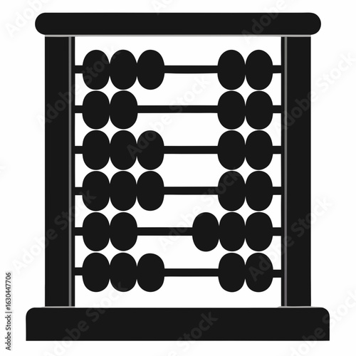 Simple Wooden Abacus – Clean Black Line Art Vector