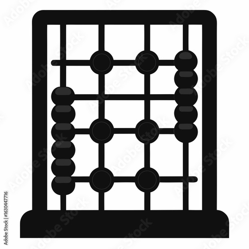 Simple Wooden Abacus – Clean Black Line Art Vector