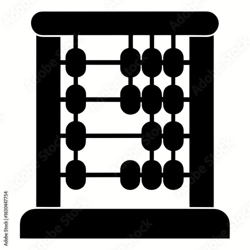 Simple Wooden Abacus – Clean Black Line Art Vector