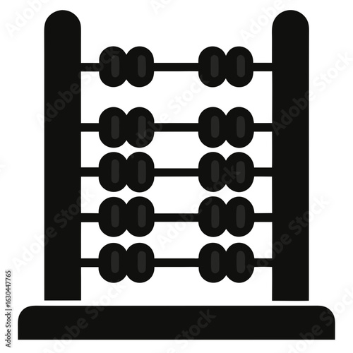 Simple Wooden Abacus – Clean Black Line Art Vector