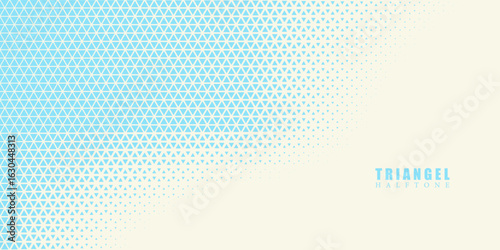 Abstract Vector Background Geometric Technology Retro Wave Texture Halftone Blue Triangles. Seamless in One Direction. Option with Short Fade Out Effect.