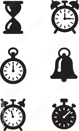 Various timekeeping icons for business, deadlines, and productivity