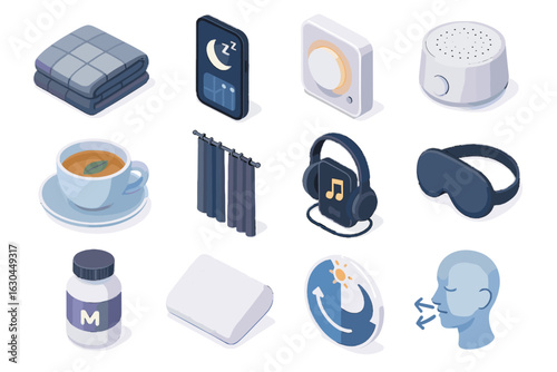 Pillow vector breathing controller tea blanket icons white icon biohacking sleep exercise