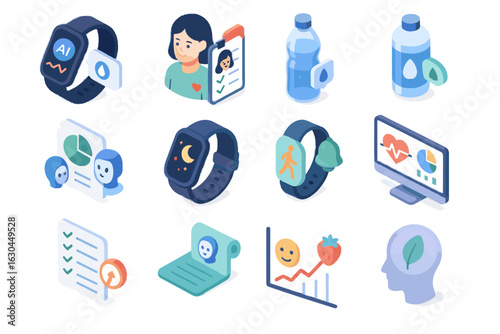 Reminder dashboard activity checklist sync smart vector icon band wellness ai wheel