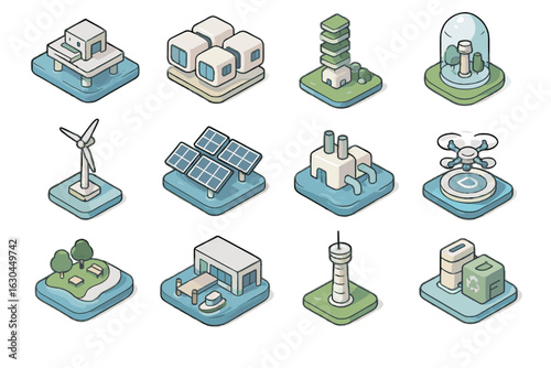 Delivery icons city unit icon vector park pad shield panel floating dome