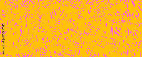 Colorful crayon crosshatch texture background. Bright yellow pencil strokes on neon pink background. Childish messy rough crayon strokes, short lines and scribbles. Kid cross hatch banner.