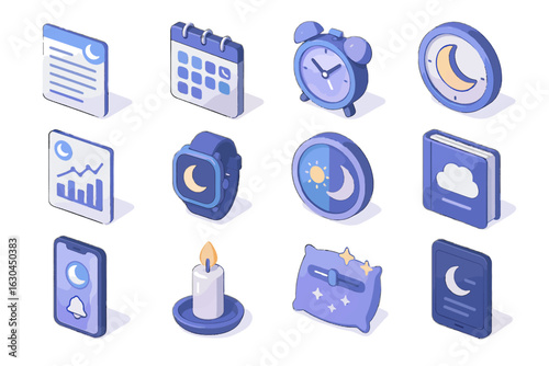 Night tracker journal diary app icon reminder rhythm dream vector sleep