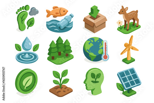 Icon environmental ocean reduction grid agriculture use sustainable renewable preservation vector forest