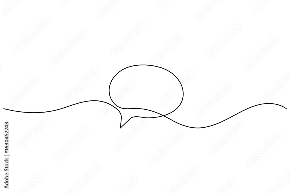 Fototapeta premium Minimal continuous one line drawing of a speech bubble on a white background. Perfect for modern designs