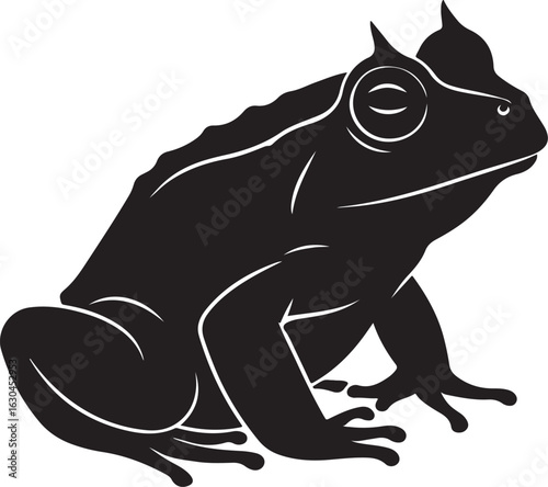 Ornate Horned Frog Vector Silhouette