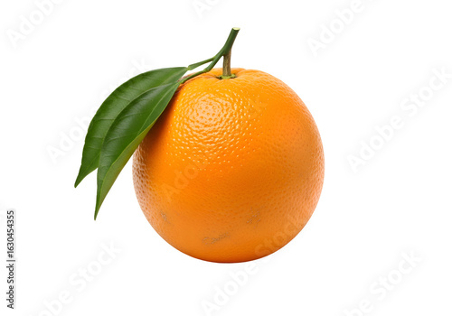 Fresh Orange Fruit with Green Leaves Isolated.