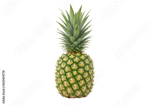 Fresh Ripe Pineapple with Green Spiky Leaves.