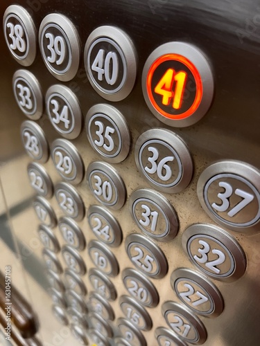 High-Rise Elevator Panel with Illuminated Floor Selection