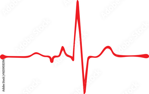 Vivid Red Electrocardiogram Line Illustrating Medical Diagnostic Tool Visual Representation of Heartbeat and Health Status in a Modern Graphic Design