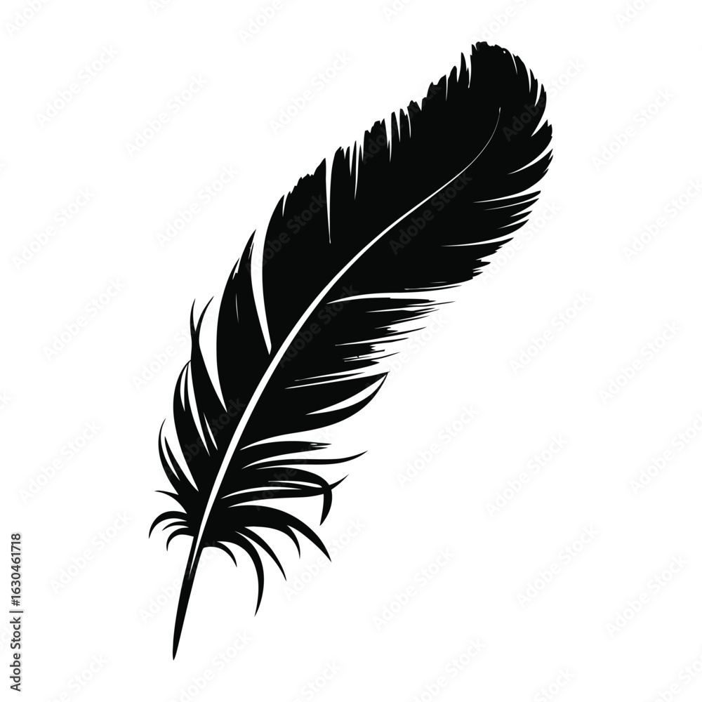 Obraz premium Diagonal dry brush stroke textured vector element in black ink style silhouette isolated on white background