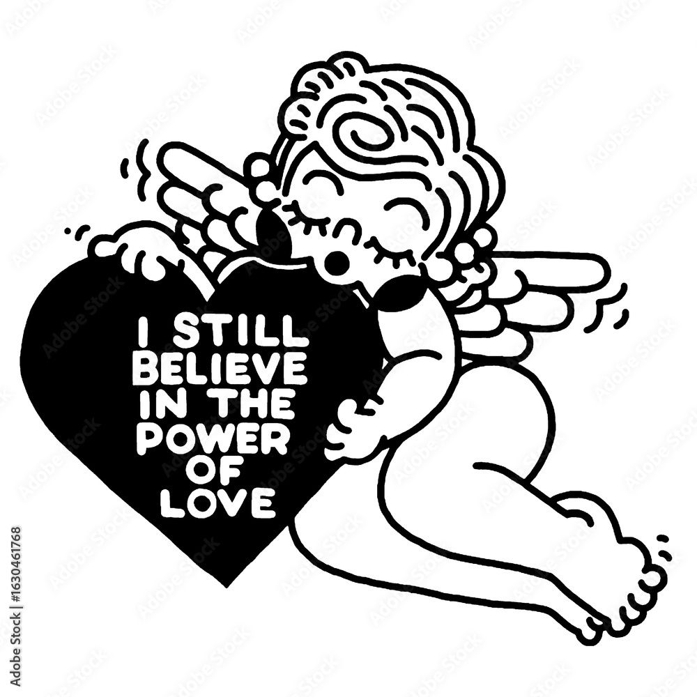 Fototapeta premium Cherub hugging a heart with 