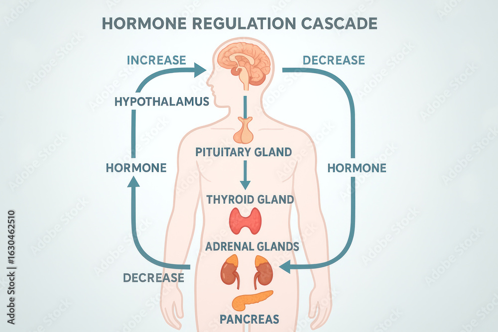 Fototapeta premium Hormone Regulation Cascade Diagram, Illustration