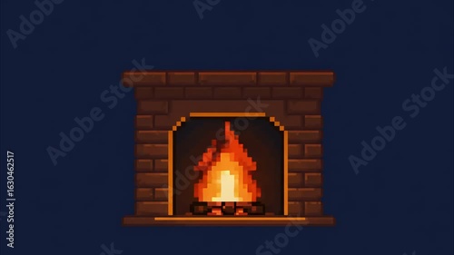 Pixelated Fireplace: Cozy Animated Fire, Warmth, and Digital Art