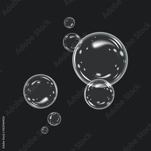 Soap bubble icon.Realistic, transparent soap bubbles with glare. Soap foam effect. Vector illustration.