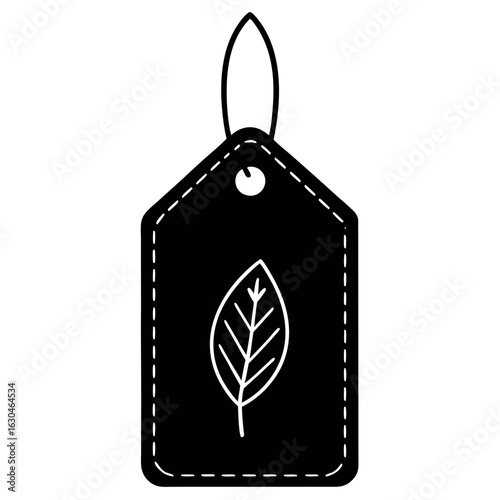 Swinging Organic Label Tag Design with Leaf Vector Illustration for Eco Friendly Branding