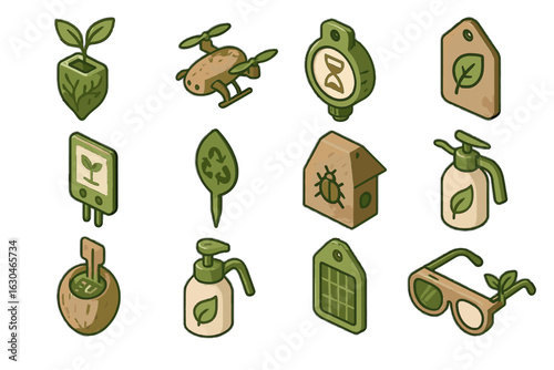 Trap biodegradable timer tag tech compostable plant eco icon icons recyclable smart