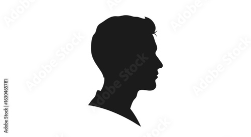 Elegant Head Silhouette of a Man with Quiff Hairstyle on a Plain Background Depicting Youthful Style and Confidence