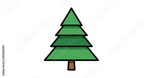 Stylized Evergreen Tree Illustration with Simple Graphic Representation Depicting Nature and Seasonal Imagery for Creative Projects