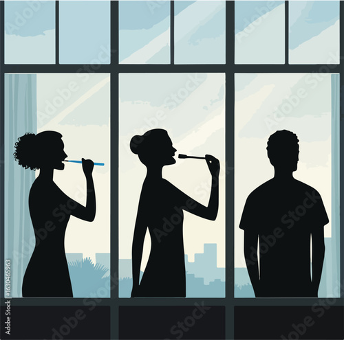 Morning Routine Brushing Teeth with City View