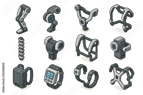 Components icon motor frame wrist pack robotic vector joint sensor spine exosuit