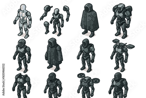 Jet drone icons suit enhancers exosuit vector magnetic futuristic camo armor icon