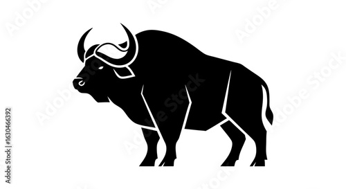 Strong and Bold Black Bull Silhouette Vector Image for Logos and Designs that Represents Power and Resilience