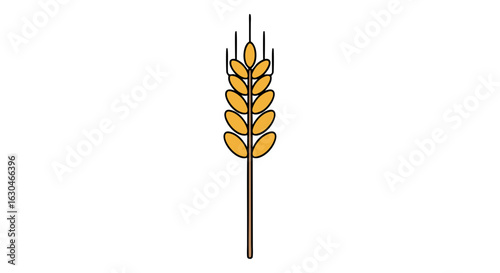 Stylized golden wheat stalk illustration evoking natural simplicity and organic design focus on minimal line work against a bright white backdrop