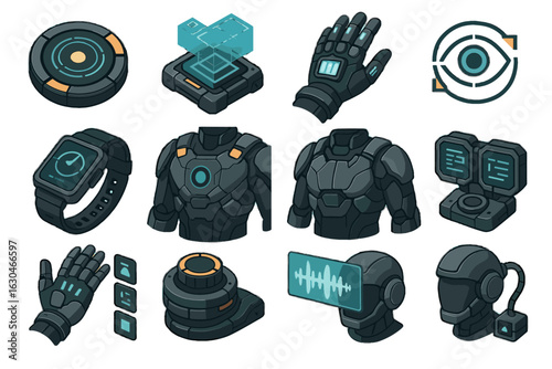 Reticle icon exosuit prompt robotic gesture holographic pad vector interface command touch
