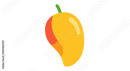 Minimalist mango illustration on a pristine white backdrop adding a vibrant tropical touch to your design projects