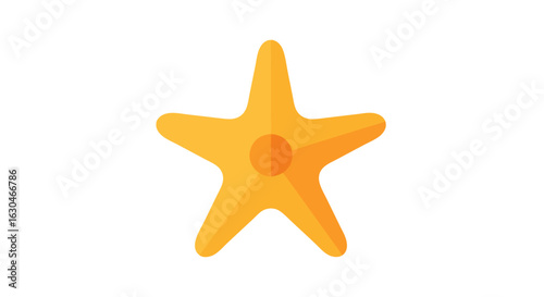 Stylized golden starfish illustration with gentle shading, representing a vibrant marine creature from ocean depths, isolated on pure white backdrop