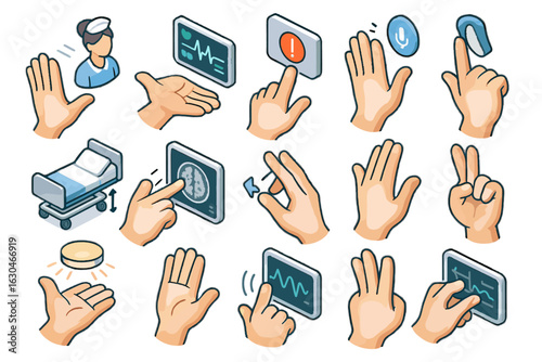 To scan icons assistant peace screen control gesture voice vector icon air