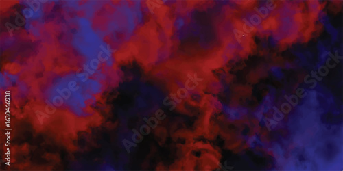 Abstract artistic cloudscape of vivid red blue and black hues resembling smoke or nebula creating a dynamic and dramatic composition