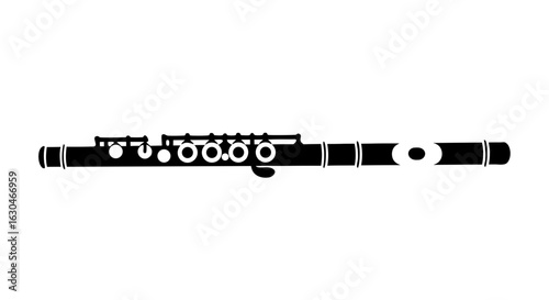 Elegant Silhouette of a Flute, Evoking Music and Artistic Expression, for Orchestral Themes and Decorative Designs