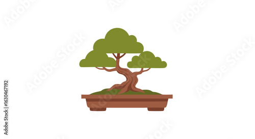 Stylized Bonsai Tree Illustration: A Harmonious Blend of Nature and Artistry