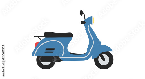 Stylized Blue Scooter Illustration with Retro Design Elements for Transportation Concepts