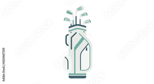 Stylized Golf Clubs and Bag Graphic for Sport, Leisure, and Recreational Use