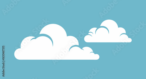 Stylized Cloud Illustration Featuring White Fluffy Shapes Against a Serene Blue Sky Backdrop