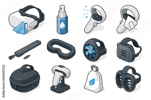 Case icon vr gear fitness accessory replacement strap vector foam cleaning upgrade
