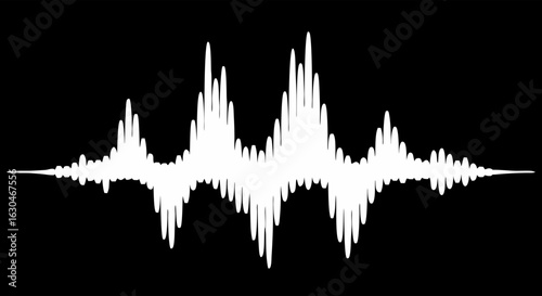 Monochrome Audio Waveform Representation with Peaks and Troughs Visualizing Sonic Data and Sound Dynamics Across a Spectrogram Interface