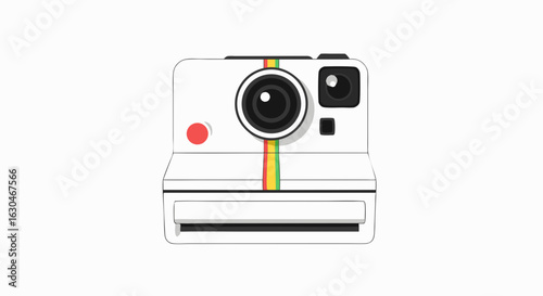 Retro camera illustration showcasing a classic instant photography device aesthetic nostalgia reminiscence, a delightful nod to iconic imaging past