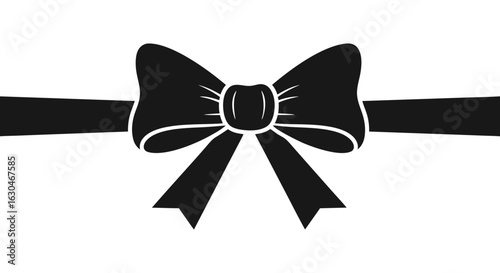 Monochrome bow tie silhouette for gift embellishment or elegant design element