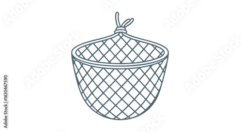 Minimalist line art illustration of a net, showcasing its intricate woven pattern and suggesting themes of collection or containment
